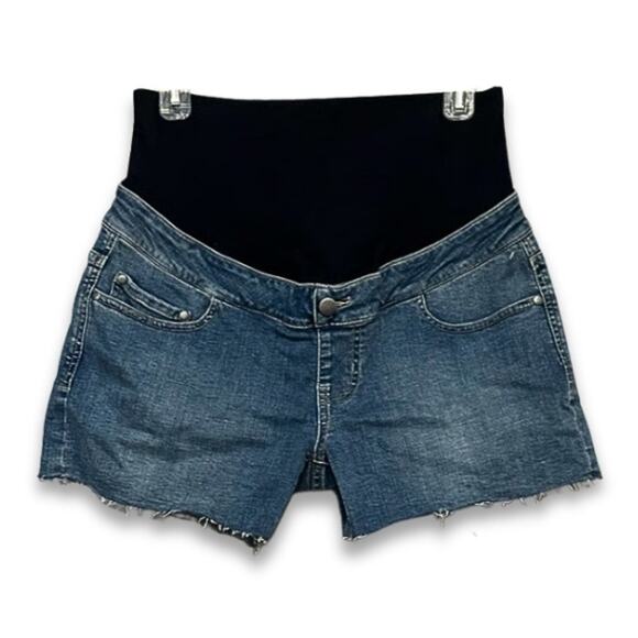 Angel Maternity Jean Shorts Pull On Elastic Waistband Stretch Denim Blue XS NWT - Picture 1 of 8